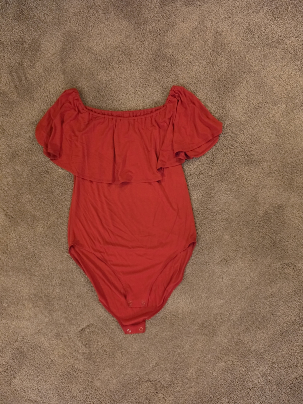 INC International Concepts Red Off-Shoulder Ruffle Bodysuit